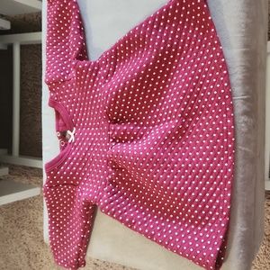 Hudson Baby quilted Cotton dress 6-9 months polka dots pink white